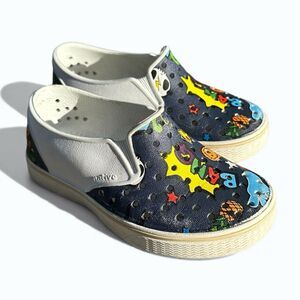 Native Kids Miles Slip-On Sneakers Navy Comic Print Size C9 Casual Play